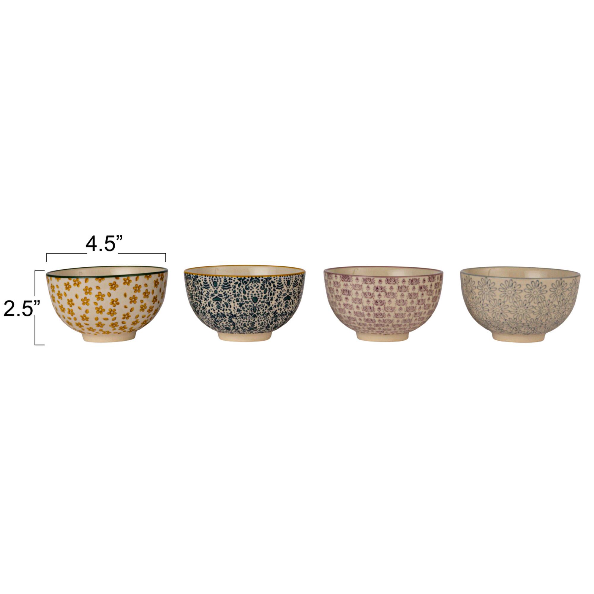 Hello Honey® 4.5" Floral Mosaic Stoneware Bowl Set
